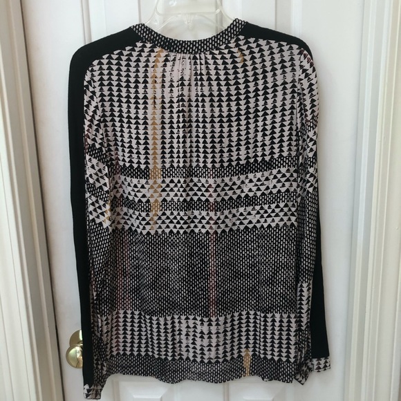 Michael Stars Rib Sleeve Panel Button Blouse, Sz S - Picture 16 of 16